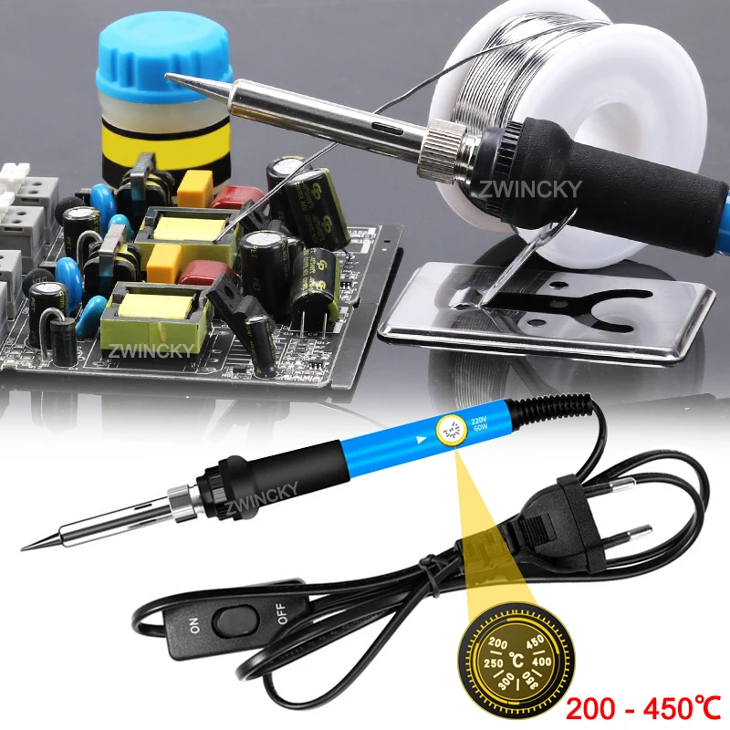 60W 110V/220V Electric Solder Iron With Switch 200-450°C Adjustable Temperature Home DIY Welding Soldering Heat Repair Tools
60W 110V/220V Electric Solder Iron With Switch 200-450°C Adjustable Temperature Home DIY Welding Soldering Heat Repair Tools
