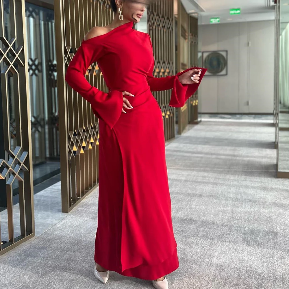 Customized Classic Off The Shoulder Jersey Long Sleeves Evening Dress Temperament Pleats Red Robe De Soirée Vestido De
Customized Classic Off The Shoulder Jersey Long Sleeves Evening Dress Temperament Pleats Red Robe De Soirée Vestido De