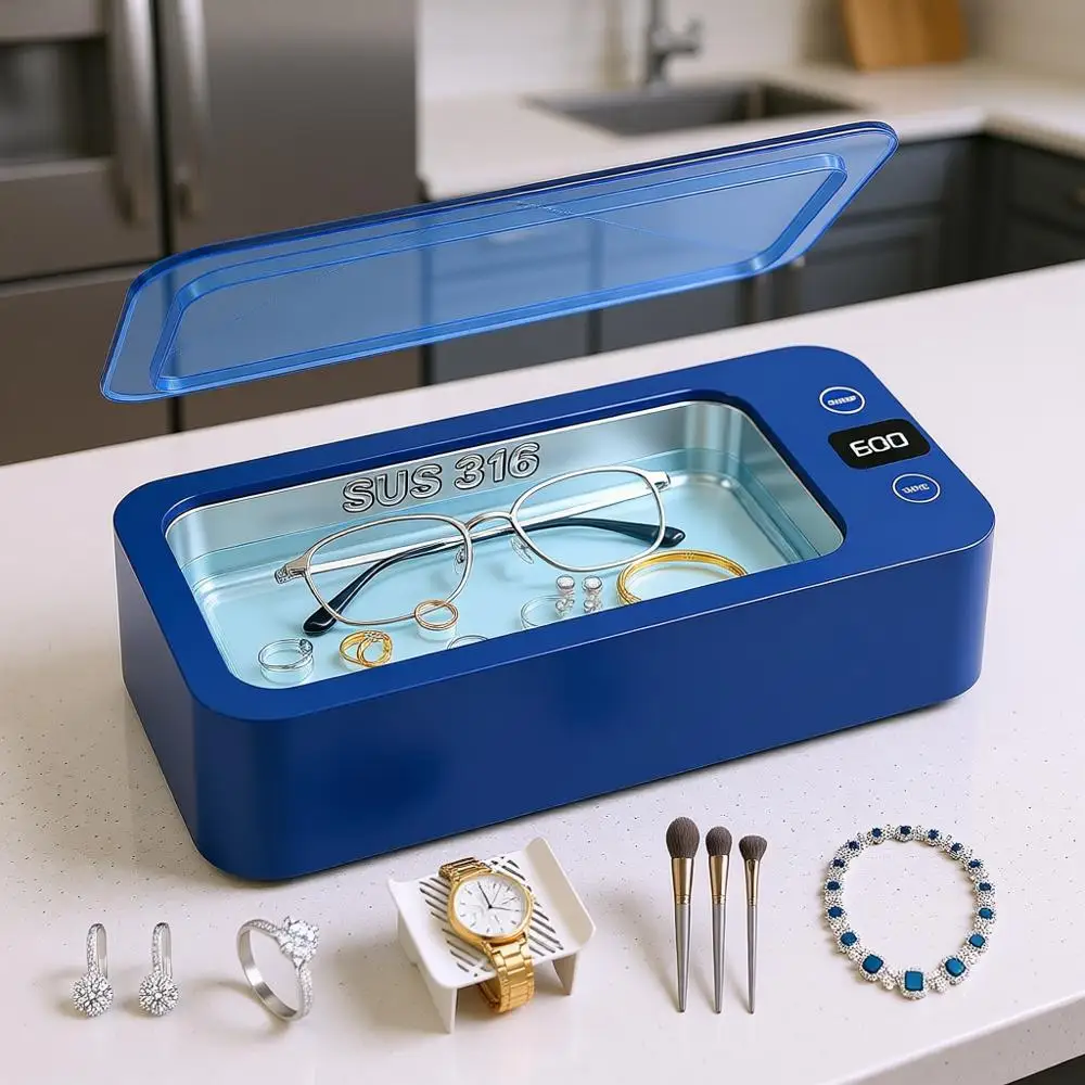 50kHz Pro UltraCleaner, Eyeglasses, Watches, Dentures, 5 Times, 316 Stainless Steel Tank, 500ml Capacity (Blue).
50kHz Pro UltraCleaner, Eyeglasses, Watches, Dentures, 5 Times, 316 Stainless Steel Tank, 500ml Capacity (Blue).