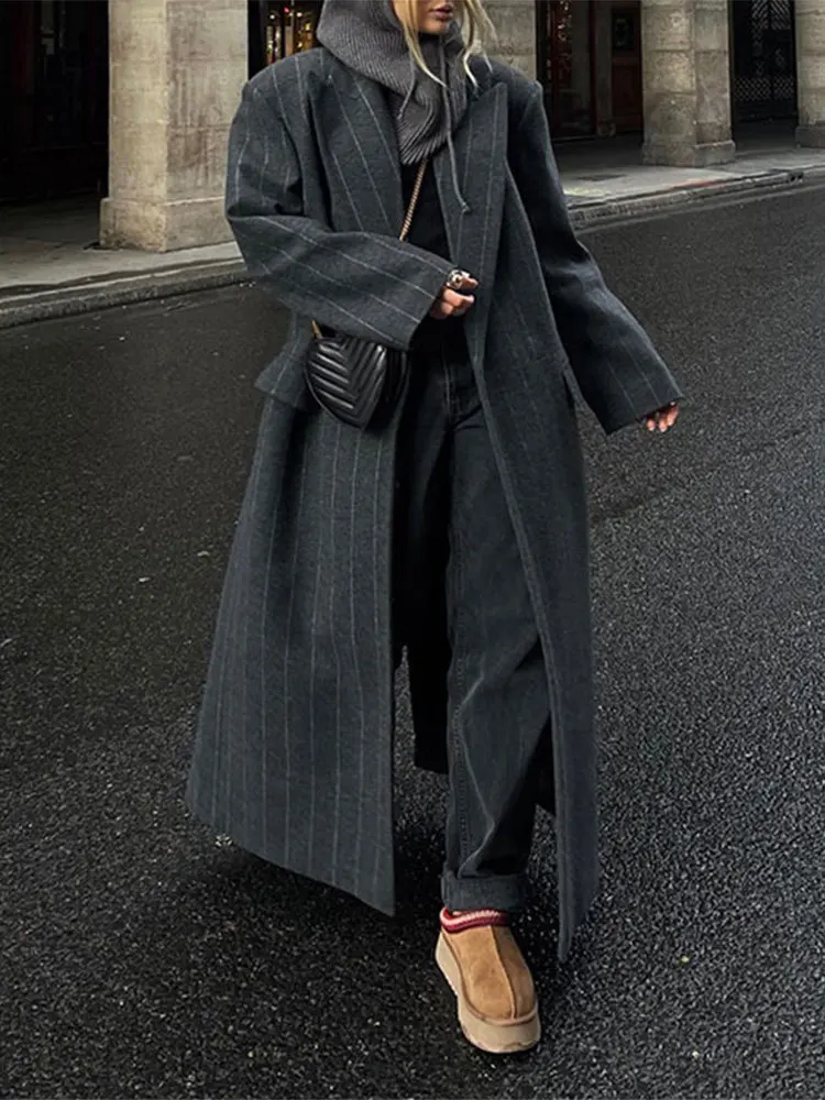 Fashion Women Overcoat Turn-down Collar Pocket Full Sleeve Long Coats Double Breasted 2024 Autumn Winter New Lady Jacket
Fashion Women Overcoat Turn-down Collar Pocket Full Sleeve Long Coats Double Breasted 2024 Autumn Winter New Lady Jacket