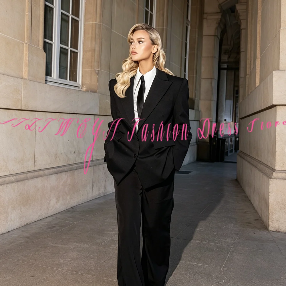 Luxury Black Pants Suit For Women 2 Pieces Jacket Wide-leg Pant Blazer Set High-end Formal Office Female Suits Fashion Trousers
Luxury Black Pants Suit For Women 2 Pieces Jacket Wide-leg Pant Blazer Set High-end Formal Office Female Suits Fashion Trousers