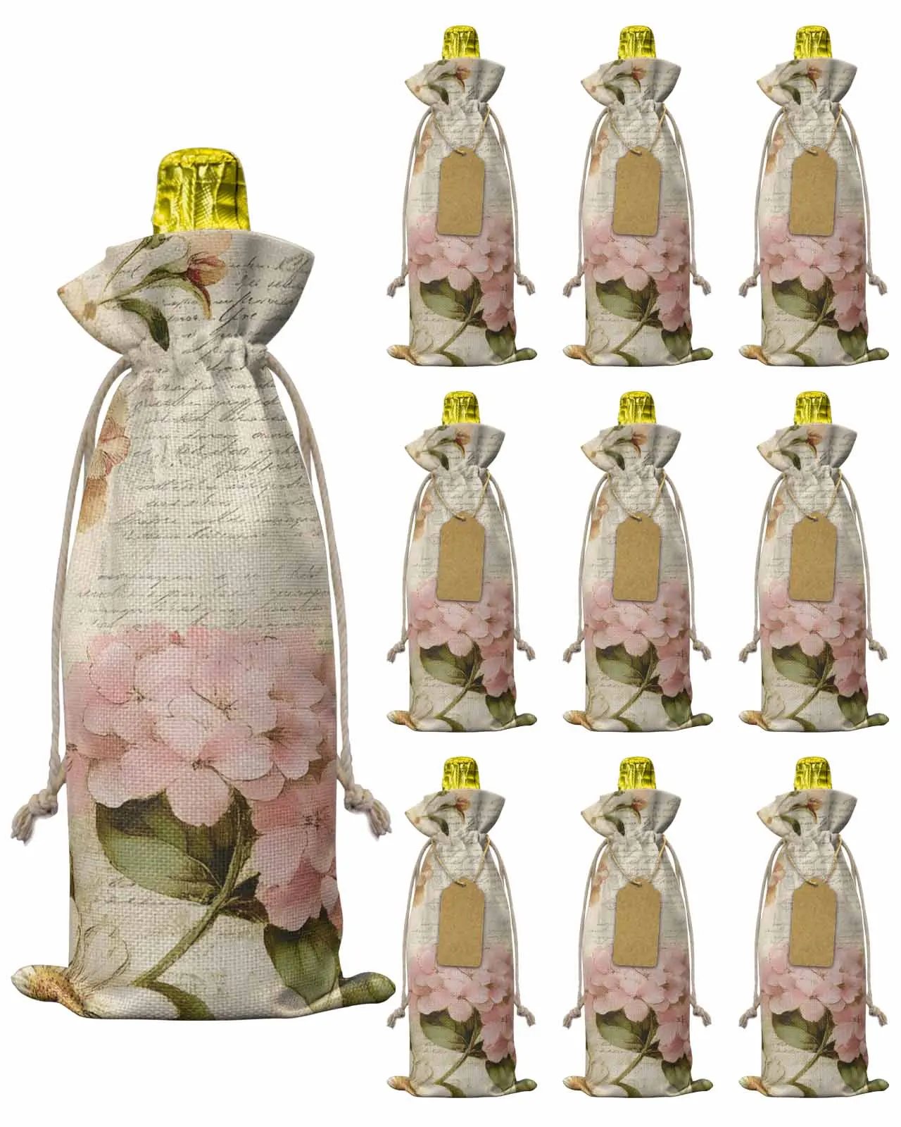 10pcs Wine Bottle Covers Vintage Watercolor Flower Text Wine Holder Carrier Packaging Bag Wedding Party Decor Gift
10pcs Wine Bottle Covers Vintage Watercolor Flower Text Wine Holder Carrier Packaging Bag Wedding Party Decor Gift