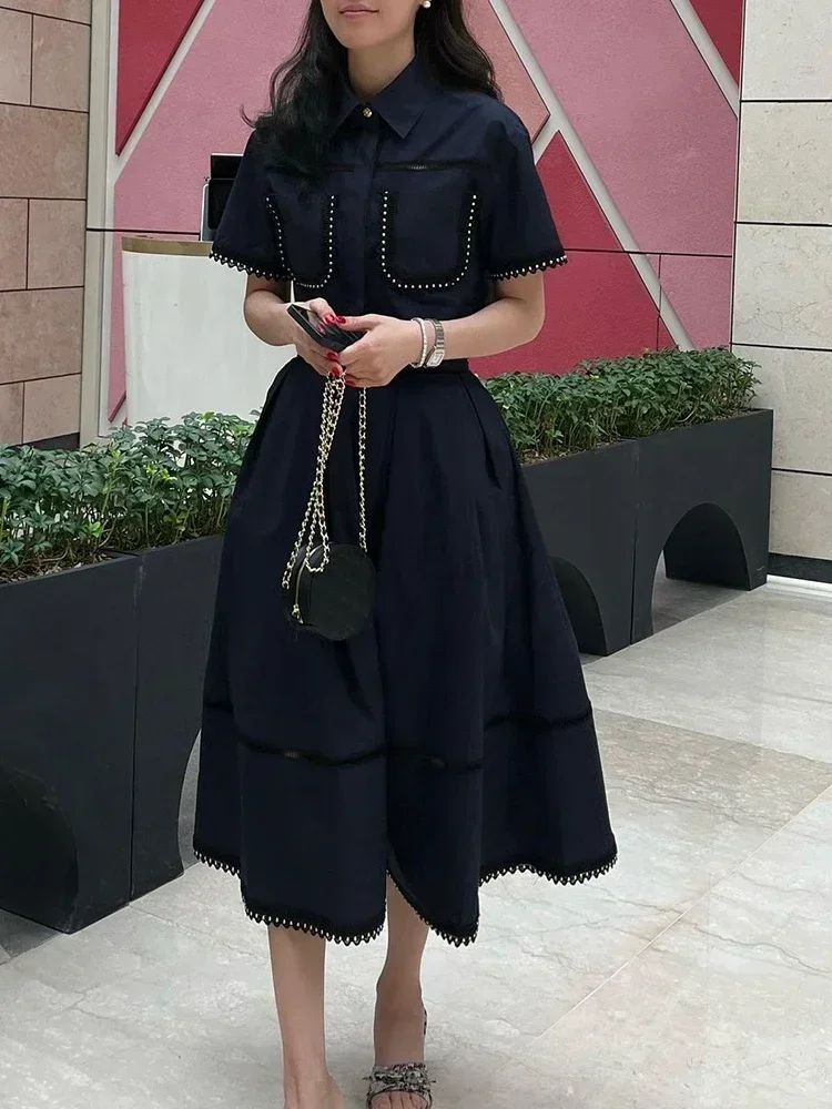 Elegant Two-Piece Sets for Women, Lapel Short Sleeve Tops, High Waist, A Line Pleated Skirts, Monochromatic, Female Dress
Elegant Two-Piece Sets for Women, Lapel Short Sleeve Tops, High Waist, A Line Pleated Skirts, Monochromatic, Female Dress