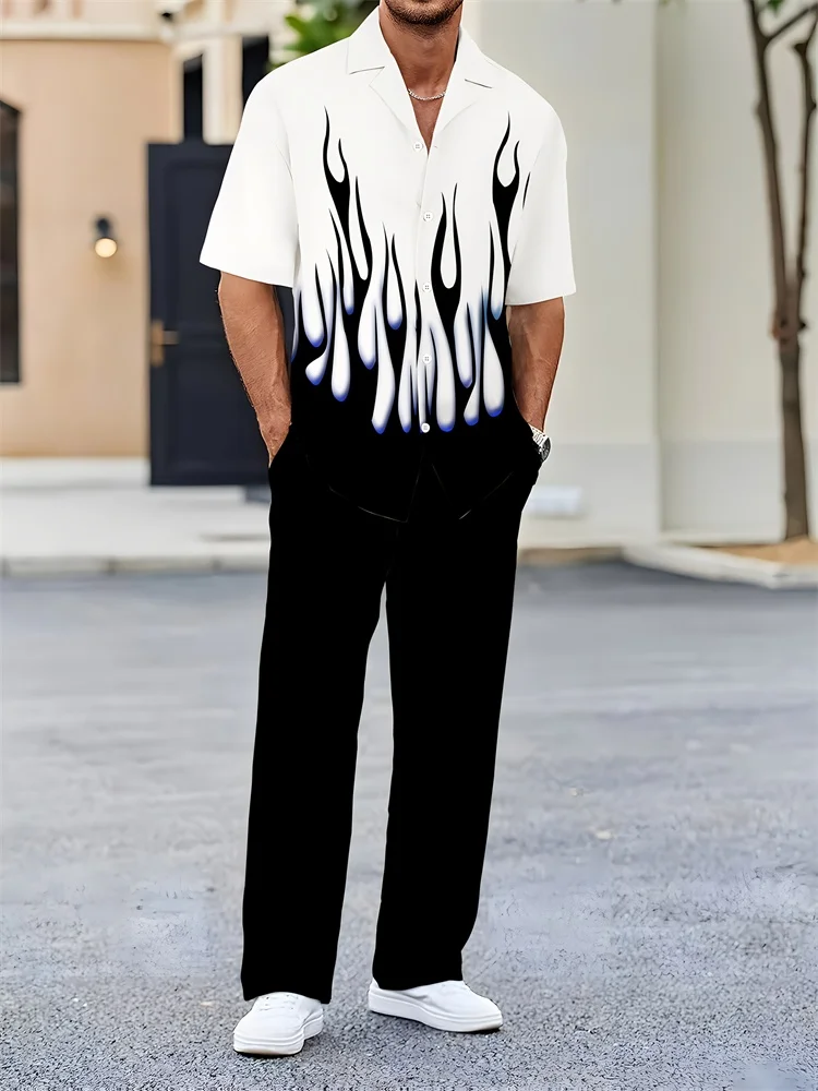 2025 Autumn Gradient Flame 3D Printed Men's Shirt 2pcs Set, Street Fashion Men's Shirt And Trousers, Simple And Casual S-2XL
2025 Autumn Gradient Flame 3D Printed Men's Shirt 2pcs Set, Street Fashion Men's Shirt And Trousers, Simple And Casual S-2XL