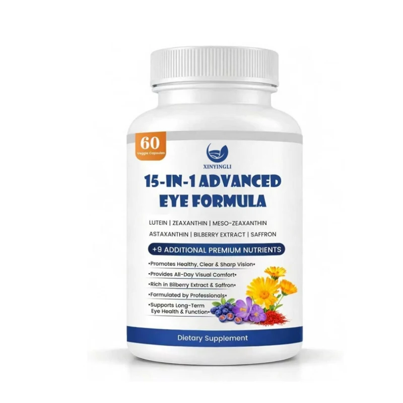 Eye care formula, 15 in 1 advanced eye care formula. Contains lutein, zeaxanthin, kumquat, and various vitamins.
Eye care formula, 15 in 1 advanced eye care formula. Contains lutein, zeaxanthin, kumquat, and various vitamins.