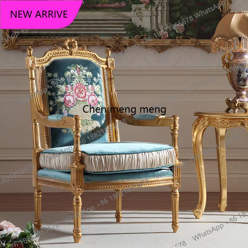 M132 French court gold solid wood leisure chair carved single fabric sofa book chair
M132 French court gold solid wood leisure chair carved single fabric sofa book chair