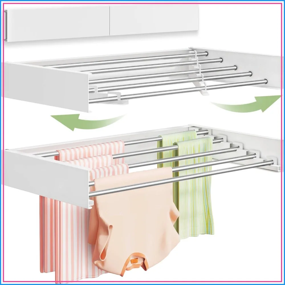 Foldable Wall Mounted Clothes Drying Rack 32", 5 Rods, Space Saver with Template
Foldable Wall Mounted Clothes Drying Rack 32", 5 Rods, Space Saver with Template