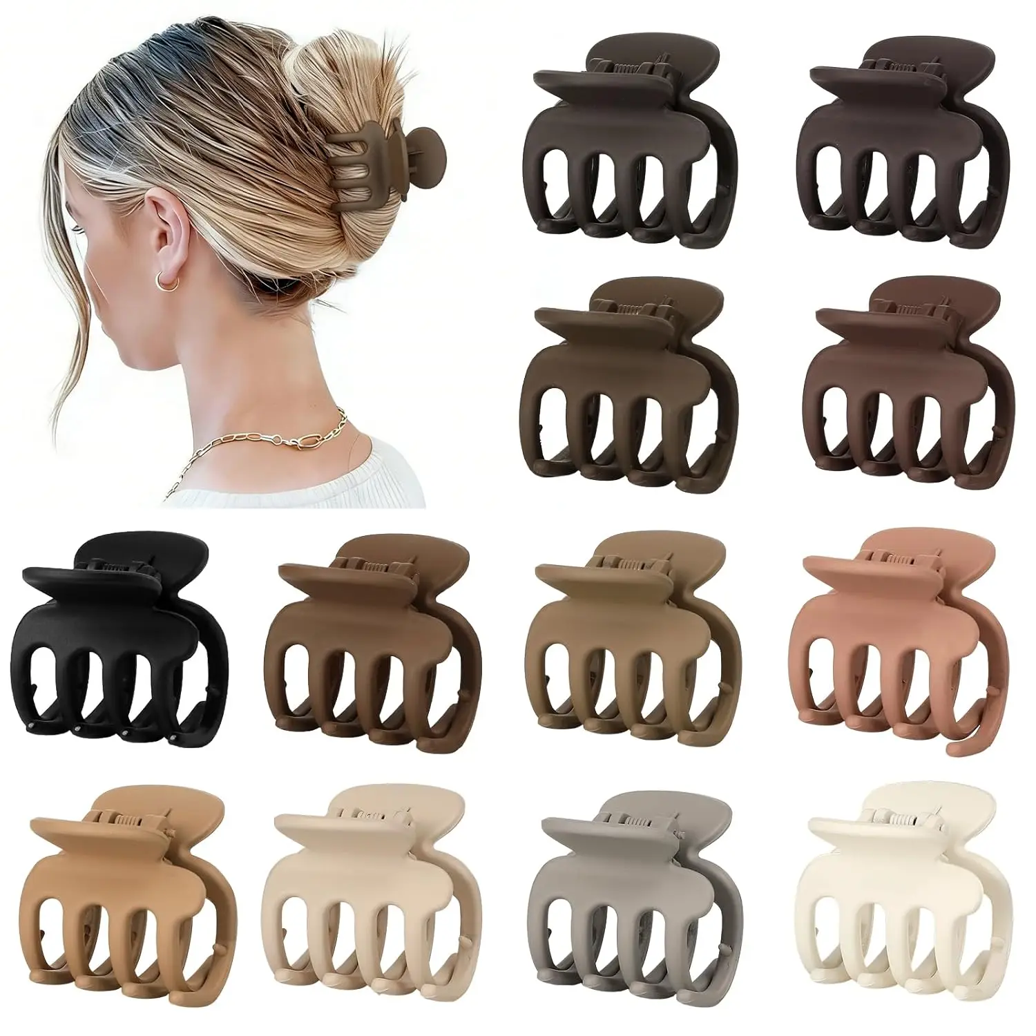 12Pcs Hair Clips for Women 1.8 Inch Small Claw Clips for Thin Hair Medium Hair Claw Clips for Thick
12Pcs Hair Clips for Women 1.8 Inch Small Claw Clips for Thin Hair Medium Hair Claw Clips for Thick