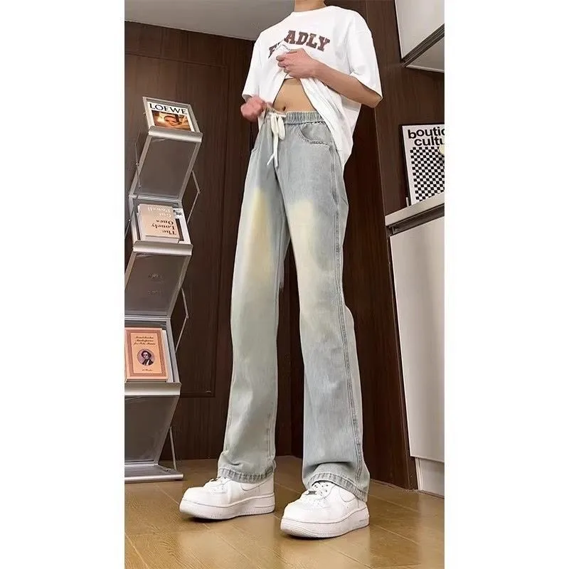 American Vibe Yellow Mud Color Elastic Waist Jeans Men Summer Straight Leg High Waist Micro Flare Pants Casual Loose Fit
American Vibe Yellow Mud Color Elastic Waist Jeans Men Summer Straight Leg High Waist Micro Flare Pants Casual Loose Fit