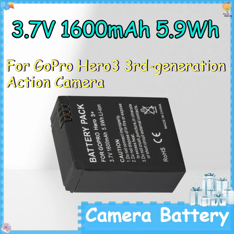 3.7V 1600mAh 5.9Wh Camera Battery for GoPro Hero3 3rd-generation Action Camera Lithium-ion Battery
3.7V 1600mAh 5.9Wh Camera Battery for GoPro Hero3 3rd-generation Action Camera Lithium-ion Battery