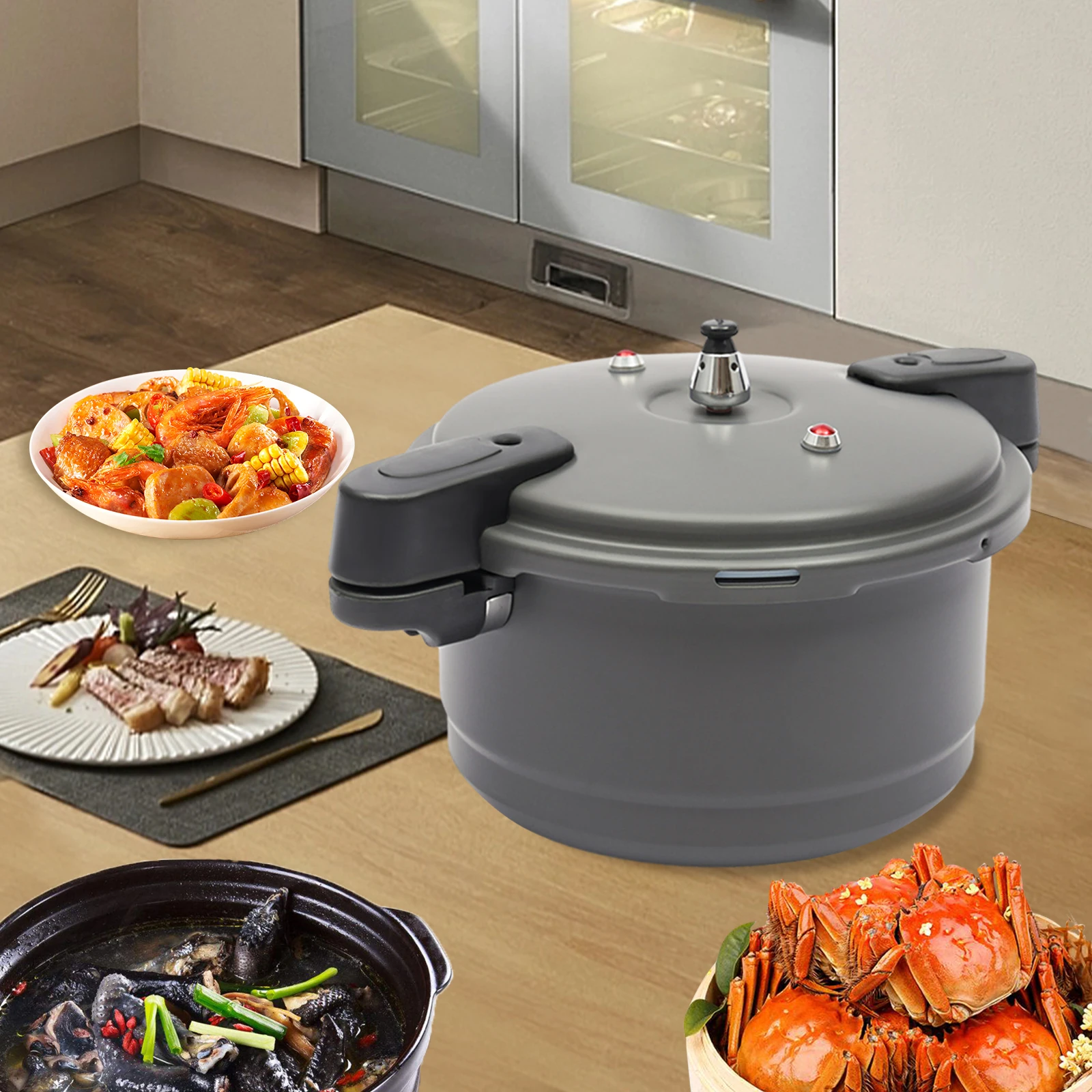 Pressure Cooker, 9L/9.5qt Hard Anodized Aluminium Alloy Pressure Canner With Spring Valve Safeguard Devices 
Pressure Cooker, 9L/9.5qt Hard Anodized Aluminium Alloy Pressure Canner With Spring Valve Safeguard Devices