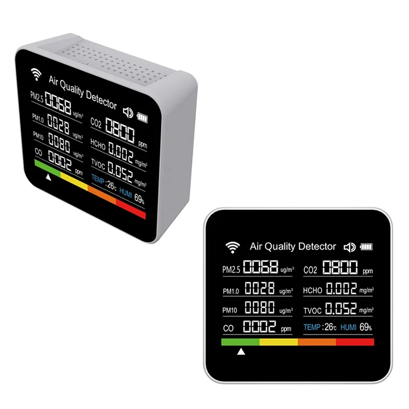 15 In 1 Air Quality Tester Multifunctional Digital PM2.5 PM1.0 PM10 PM10 HCHO TVOC CO CO2 Meter For Home/Office
15 In 1 Air Quality Tester Multifunctional Digital PM2.5 PM1.0 PM10 PM10 HCHO TVOC CO CO2 Meter For Home/Office