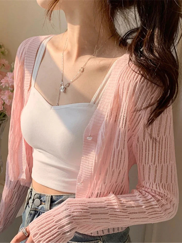 Lace Mesh One Button Long Sleeve Crop Top Women Short Sleeve Open Front Ribbed Knit Cardigan Sweater Summer Outfit
Lace Mesh One Button Long Sleeve Crop Top Women Short Sleeve Open Front Ribbed Knit Cardigan Sweater Summer Outfit