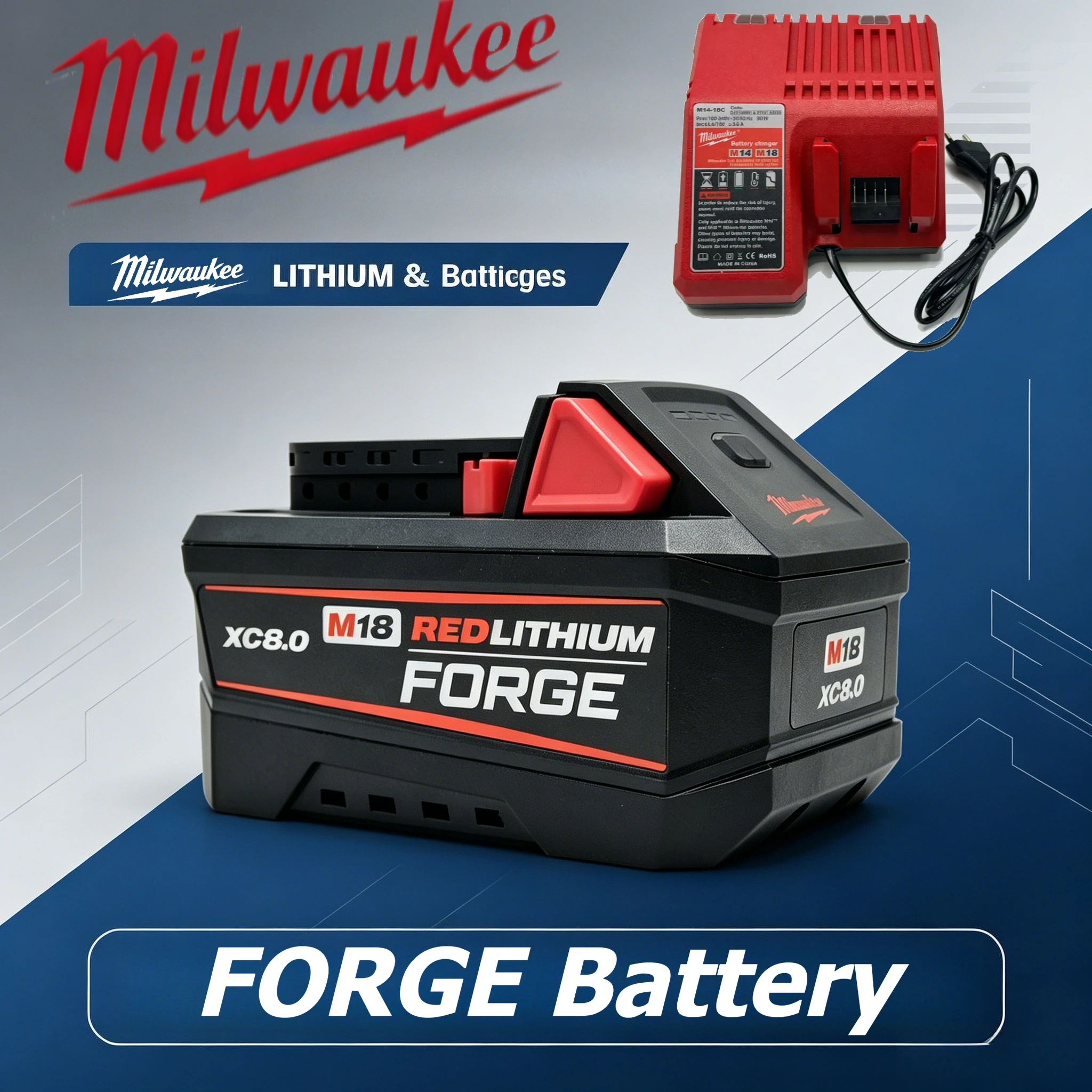 Milwaukee Brand New M18 FORGE XC6.0Ah 18V Brand New Genuine Battery, Ultra Durable Frame,Resists Wear and Tear
Milwaukee Brand New M18 FORGE XC6.0Ah 18V Brand New Genuine Battery, Ultra Durable Frame,Resists Wear and Tear