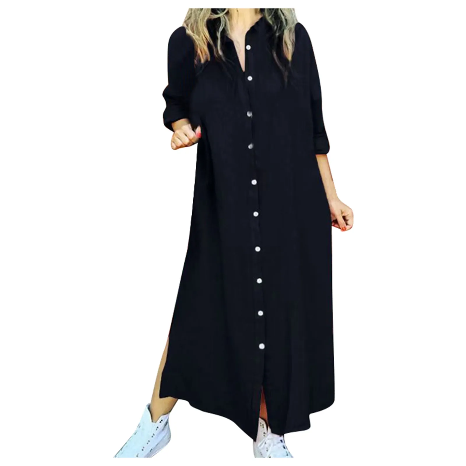 Dress Solid Color Women's New Cotton Linen Long Sleeve Open Front Shirt Dress Casual Chic Solid The Population Dresses for Women 
Dress Solid Color Women's New Cotton Linen Long Sleeve Open Front Shirt Dress Casual Chic Solid The Population Dresses for Women