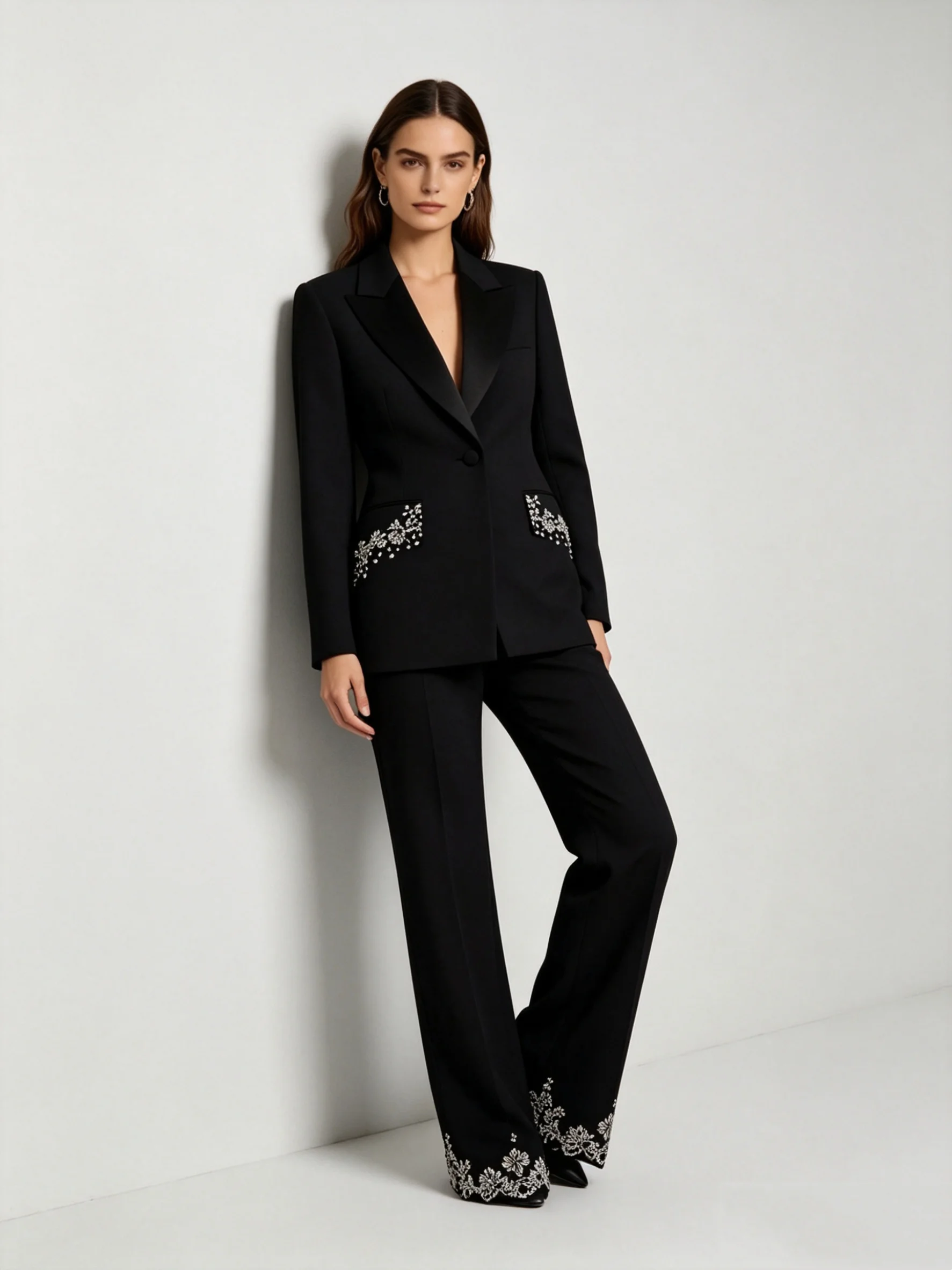 Black Women Suit Set 2 Pcs Blazer Pants Trousers Cotton Formal Office Jacket Customized Wedding Tuxedo Guest Coat
Black Women Suit Set 2 Pcs Blazer Pants Trousers Cotton Formal Office Jacket Customized Wedding Tuxedo Guest Coat