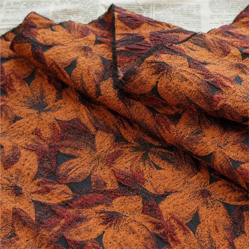 Relief maple leaf dress oil painting style fashion jacquard cloth dark orange yarn-dyed fabric for women
Relief maple leaf dress oil painting style fashion jacquard cloth dark orange yarn-dyed fabric for women