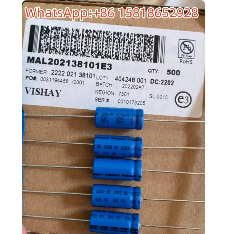2pcs MAL202138101E3 100UF63V 8*17mm VISHAY axial electrolytic capacitors
2pcs MAL202138101E3 100UF63V 8*17mm VISHAY axial electrolytic capacitors