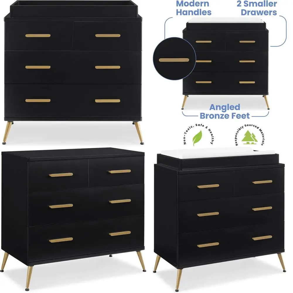 Adjustable Top Sloane 4 Drawer Dresser in Black and Bronze
Adjustable Top Sloane 4 Drawer Dresser in Black and Bronze