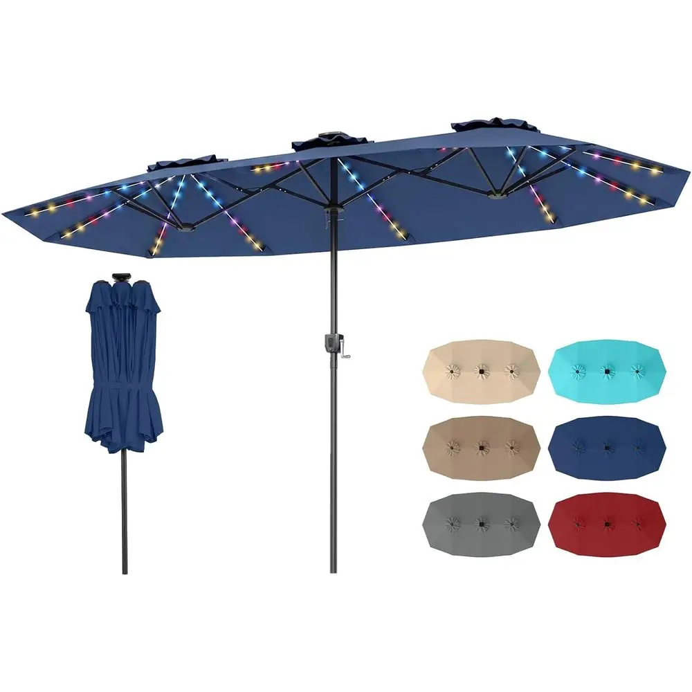 Extra Large Double-Sided Patio Umbrella with LED Lights, Crank Lift, Sturdy Ribs for Outdoor and Poolside Use (Navy)
Extra Large Double-Sided Patio Umbrella with LED Lights, Crank Lift, Sturdy Ribs for Outdoor and Poolside Use (Navy)