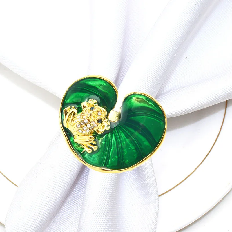 12PCS Green napkin ring lotus leaf frog napkin buckle gold mouth cloth ring wedding table decoration High Quality
12PCS Green napkin ring lotus leaf frog napkin buckle gold mouth cloth ring wedding table decoration High Quality