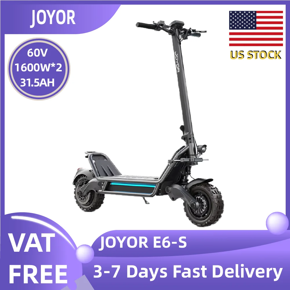 Joyor E6-S 11 Fat Tire E-Mountain Scooter Adult E-scooter 1600W*2 Motor 60V31.5Ah battery Folding E-Scooter
Joyor E6-S 11 Fat Tire E-Mountain Scooter Adult E-scooter 1600W*2 Motor 60V31.5Ah battery Folding E-Scooter