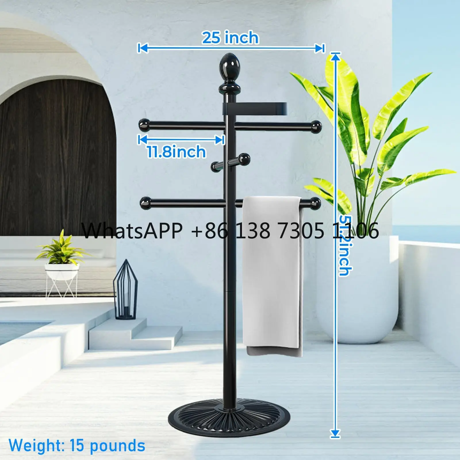 Outdoor Pool Towel Rack Never Tilt Metal Heavy Duty Pool Accessories with Heavy Metal Base Towel Dyeing Rack
Outdoor Pool Towel Rack Never Tilt Metal Heavy Duty Pool Accessories with Heavy Metal Base Towel Dyeing Rack