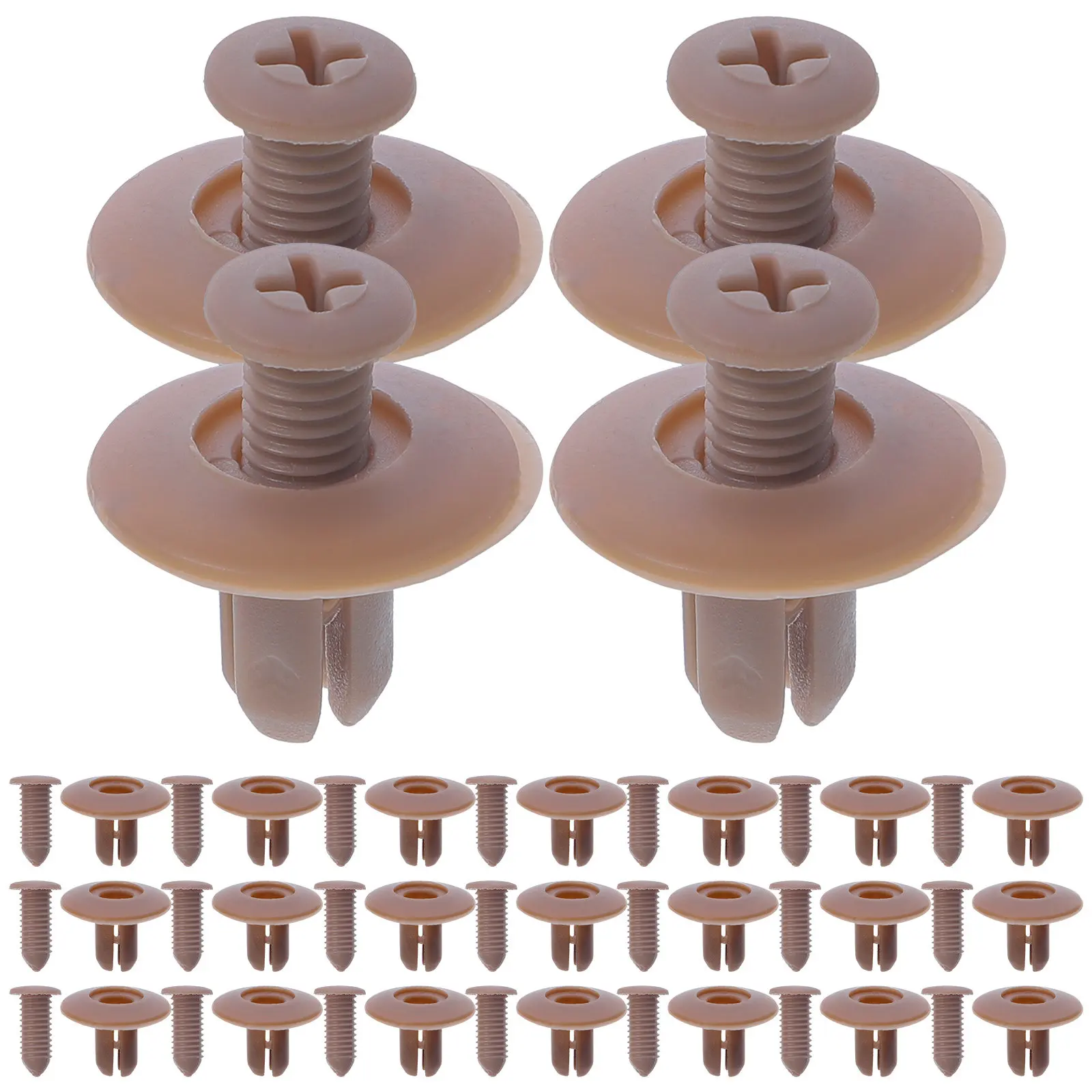 50Pcs Plastic Rivets for Automobile Bumper Fixation Rock-Steady Bumper Fasteners Auto Repair Supply Push in Fasteners Solid
50Pcs Plastic Rivets for Automobile Bumper Fixation Rock-Steady Bumper Fasteners Auto Repair Supply Push in Fasteners Solid