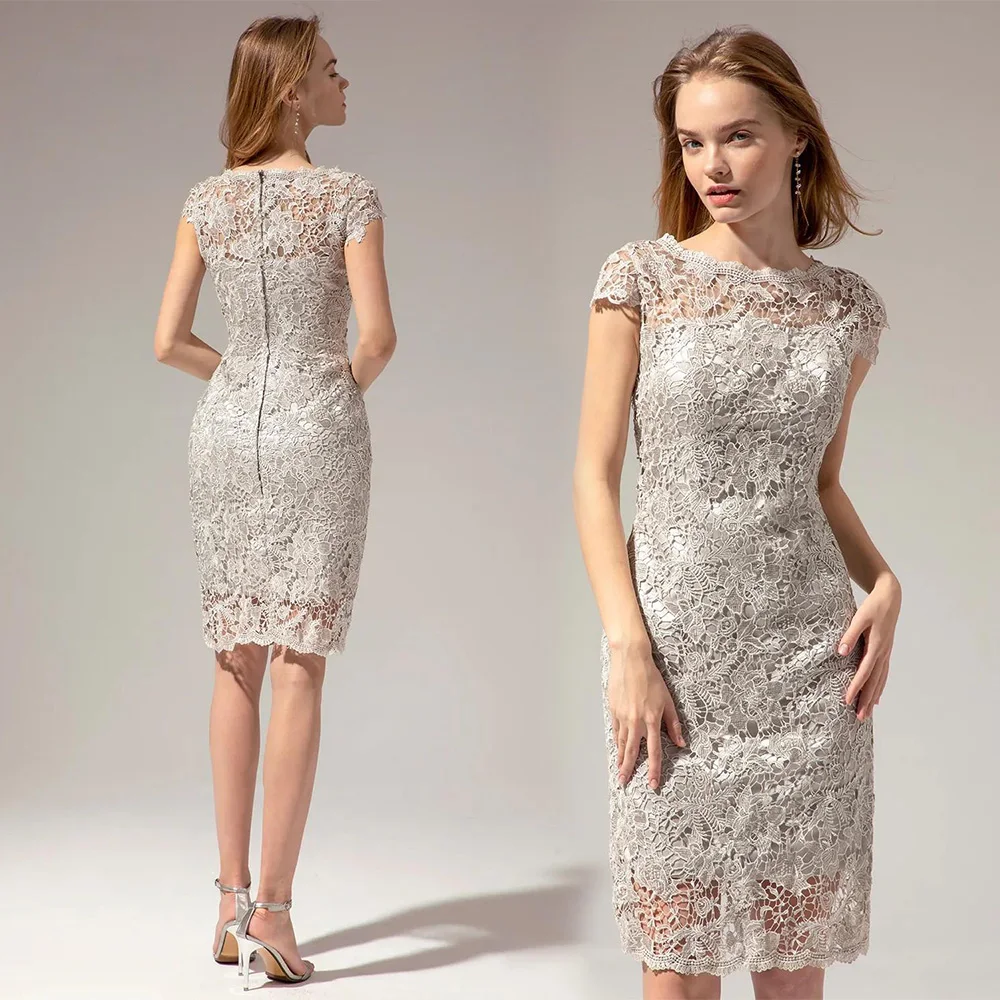 Lace Cap Sleeves Mother Of The Bride Dresses Elegant Knee Length Sheath Short Prom Party Gowns Zipper
Lace Cap Sleeves Mother Of The Bride Dresses Elegant Knee Length Sheath Short Prom Party Gowns Zipper
