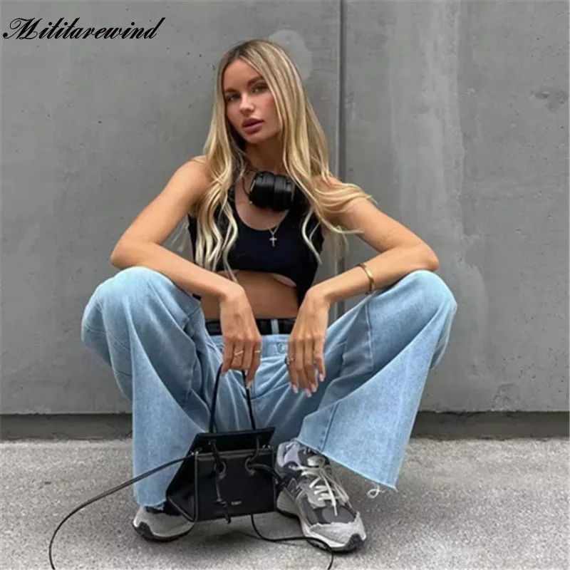 Women's Clothing New High Waist Denim Wide Leg Pants Washed Ripped Stitching Loose Denim Trousers Street Retro Straight Femme
Women's Clothing New High Waist Denim Wide Leg Pants Washed Ripped Stitching Loose Denim Trousers Street Retro Straight Femme