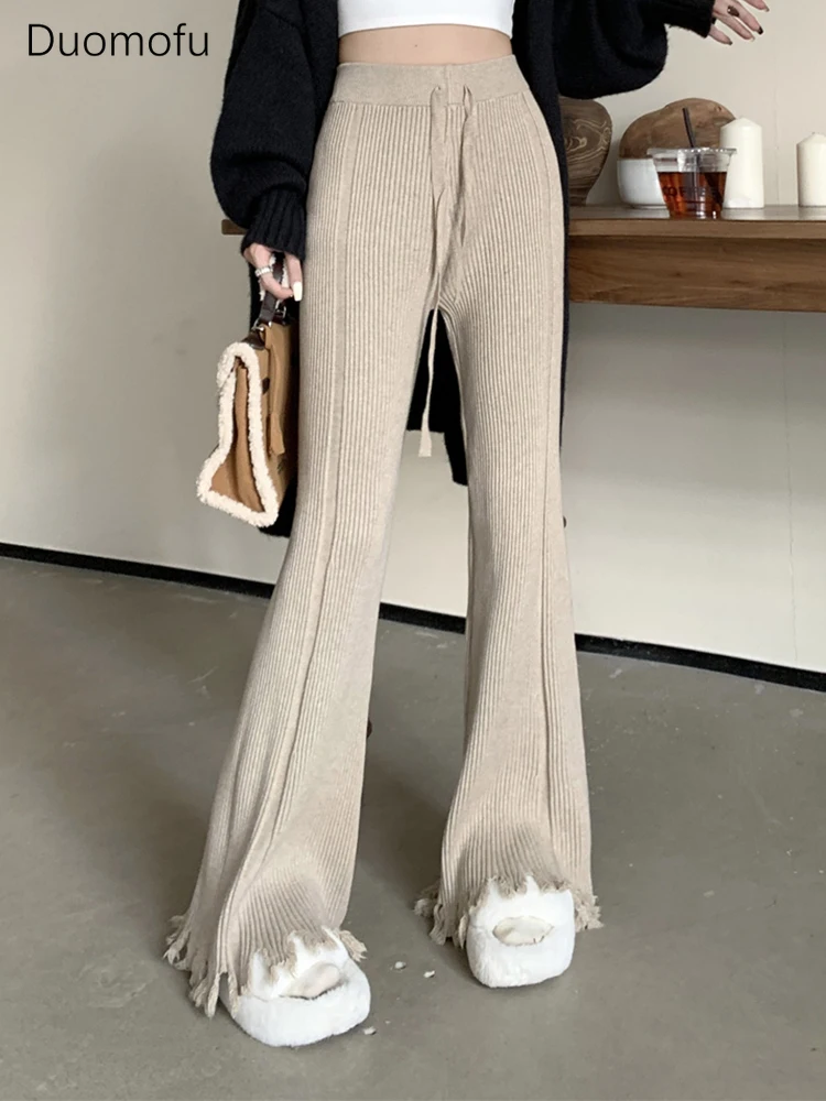 Duomofu New Chic Drawstring High Waist Slim Knitted Women Pants Spring Fashion Tassels Basic Full Length Pure Color Female Pants
Duomofu New Chic Drawstring High Waist Slim Knitted Women Pants Spring Fashion Tassels Basic Full Length Pure Color Female Pants