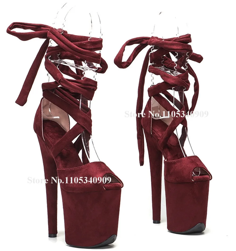 Bondarenko Fashion Wine Red Green Suede Stiletto Heel Sandals Peep Toe Straps Cross High Platform 20cm Thin Heel Dance Shoes
Bondarenko Fashion Wine Red Green Suede Stiletto Heel Sandals Peep Toe Straps Cross High Platform 20cm Thin Heel Dance Shoes
