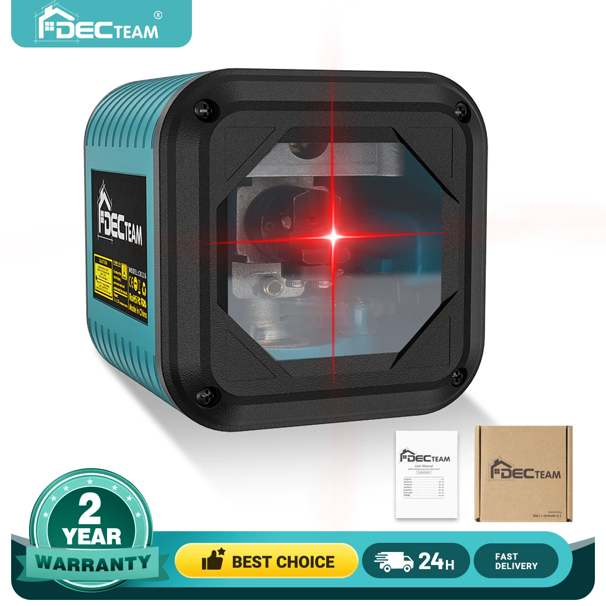 Decteam 2 Lines Laser Level Red Beam Self-Leveling Horizontal Vertical Cross Lines Laser Level Tool For DIY,Gift Portable C011R
Decteam 2 Lines Laser Level Red Beam Self-Leveling Horizontal Vertical Cross Lines Laser Level Tool For DIY,Gift Portable C011R