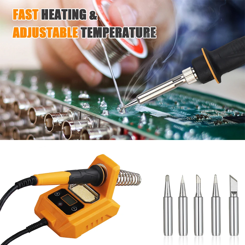 For Dewalts 18V 20V Battery 60W Electric Soldering Iron Wireless Welding Power Tool 300-500℃ Temperature Adjustable Fast Heating
For Dewalts 18V 20V Battery 60W Electric Soldering Iron Wireless Welding Power Tool 300-500℃ Temperature Adjustable Fast Heating