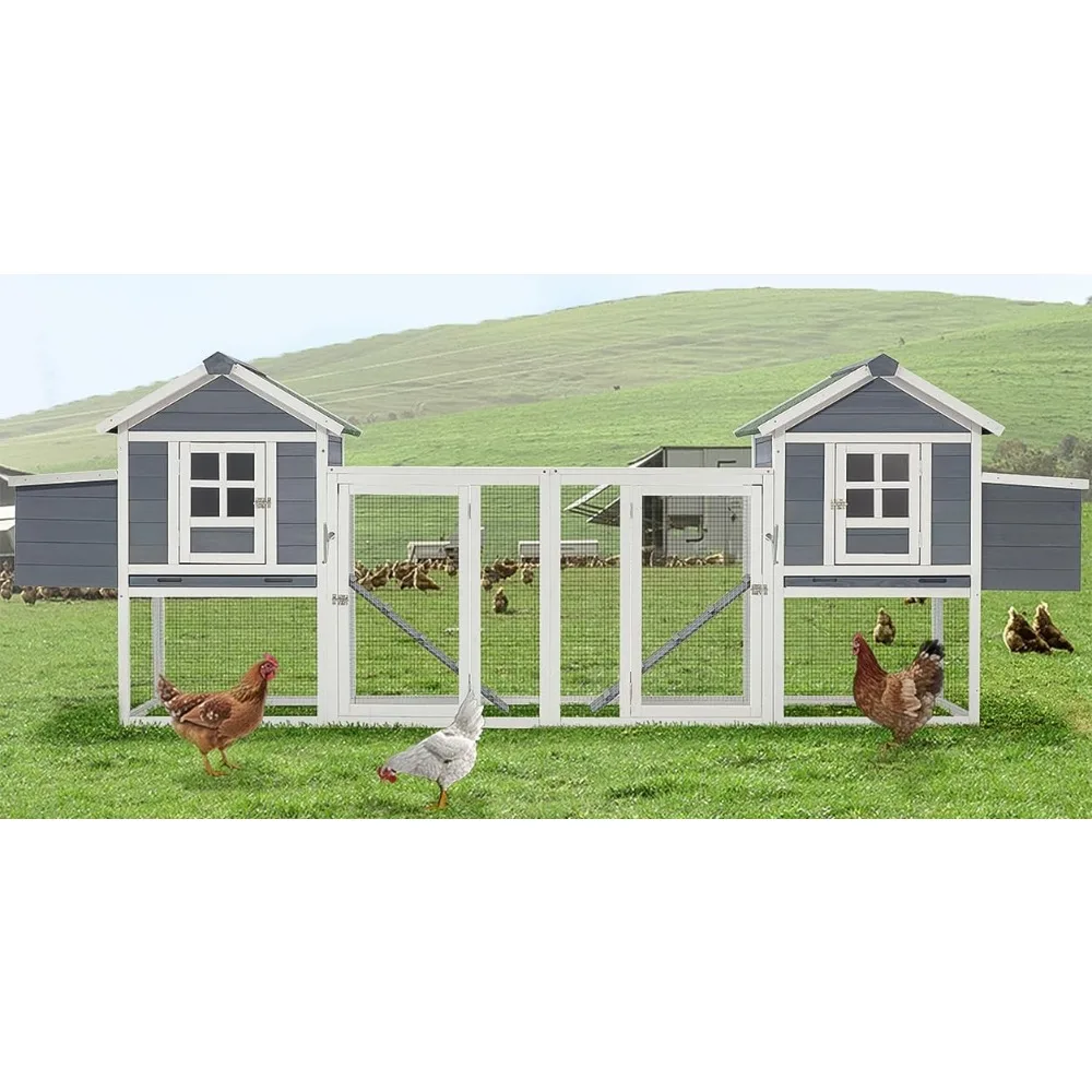 Large Chicken Coop, 123" Wooden Chicken Coop for 4-6 Chickens Outdoor Hen House with Run, Grey & White
Large Chicken Coop, 123" Wooden Chicken Coop for 4-6 Chickens Outdoor Hen House with Run, Grey & White