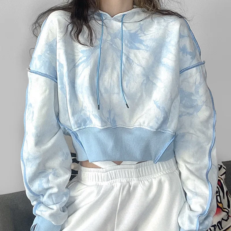 Fall and Winter New 2024 Women's Short Loose Fashion Tie-dye Hooded Long Sleeve Blue Pullover Female Korean Hoodies Sweatshirt
Fall and Winter New 2024 Women's Short Loose Fashion Tie-dye Hooded Long Sleeve Blue Pullover Female Korean Hoodies Sweatshirt