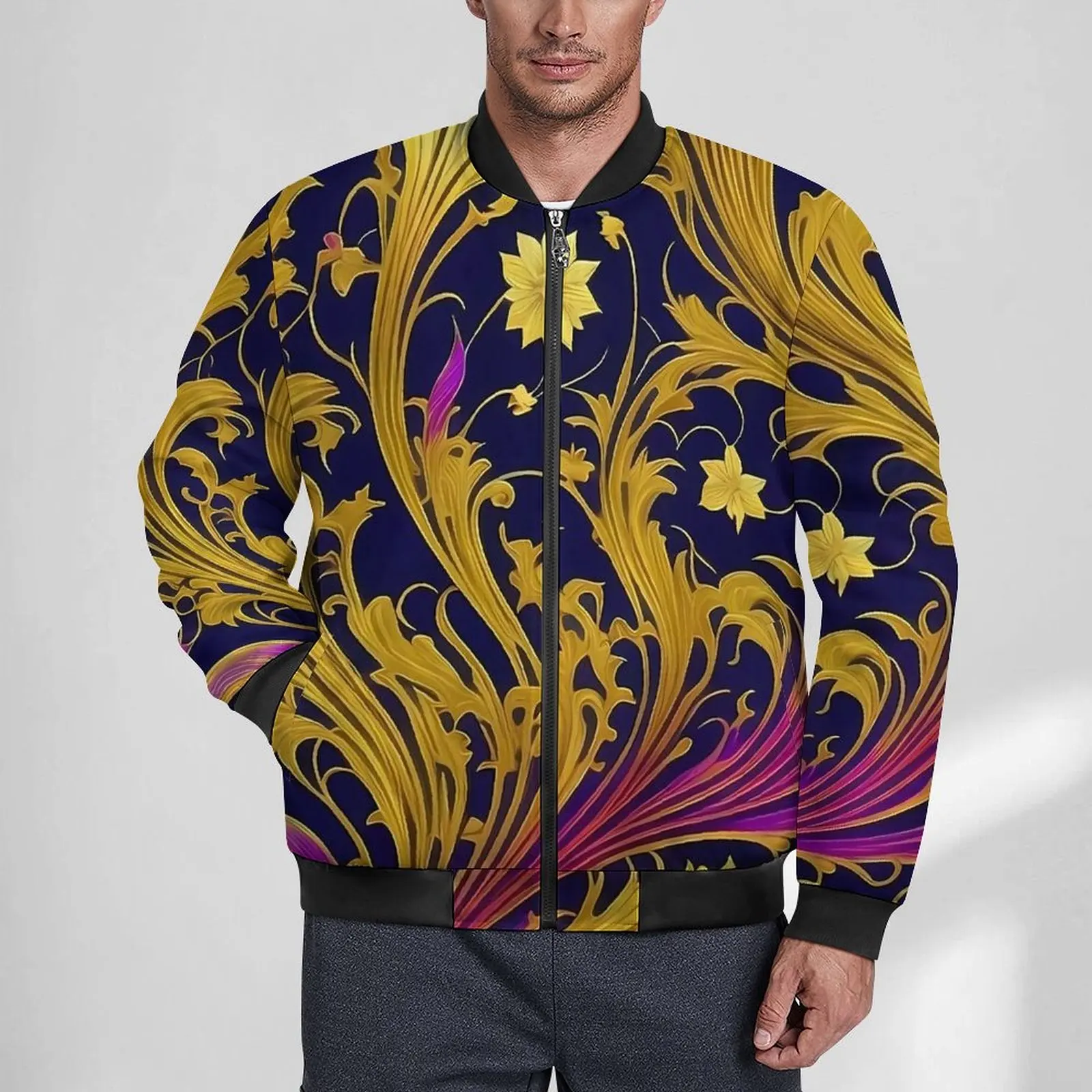 Art Nouveau Alphonse Jackets Mucha Gold Leaves Floral Zipper Autumn Coats Male Casual Jacket Design Loose Oversized Windbreakers
Art Nouveau Alphonse Jackets Mucha Gold Leaves Floral Zipper Autumn Coats Male Casual Jacket Design Loose Oversized Windbreakers