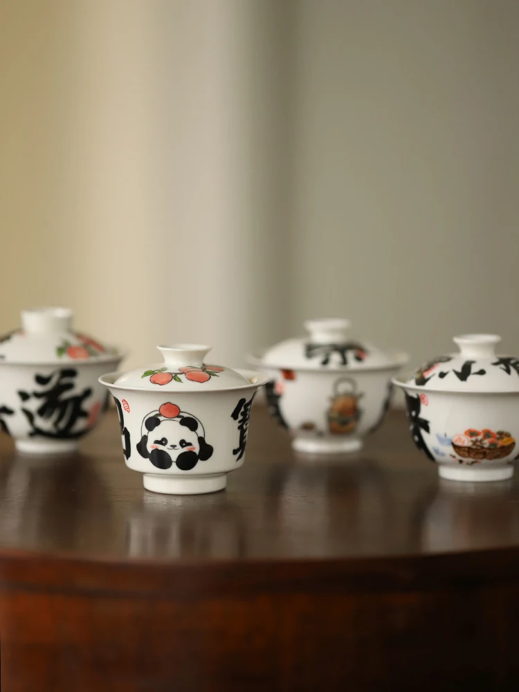 Hand-Painted High-Temperature Glaze Five-Color Cover Bowl Calligraphy Chinese Style Single Cup Tea Pot Holder Tea Utensils Set
Hand-Painted High-Temperature Glaze Five-Color Cover Bowl Calligraphy Chinese Style Single Cup Tea Pot Holder Tea Utensils Set