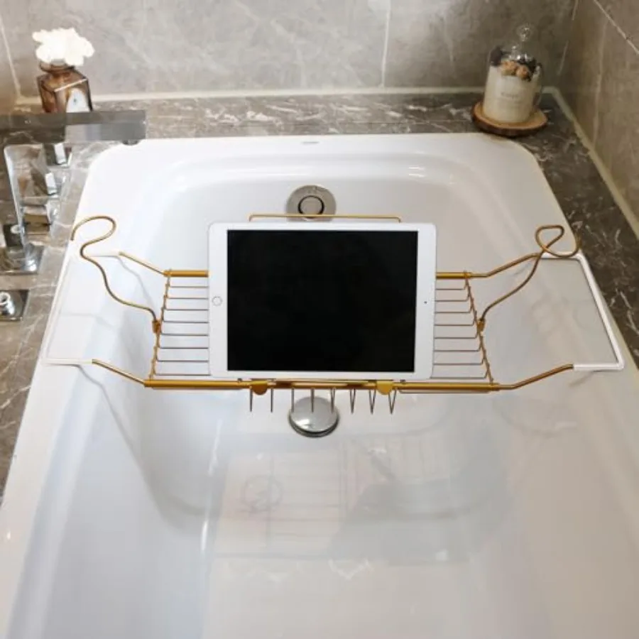 Bathtub Tray Caddy for Luxury Bath Expandable Extra Wide Bath Tub Tray with Wine Glass Holder and Soap Accessaries Holder and L
Bathtub Tray Caddy for Luxury Bath Expandable Extra Wide Bath Tub Tray with Wine Glass Holder and Soap Accessaries Holder and L