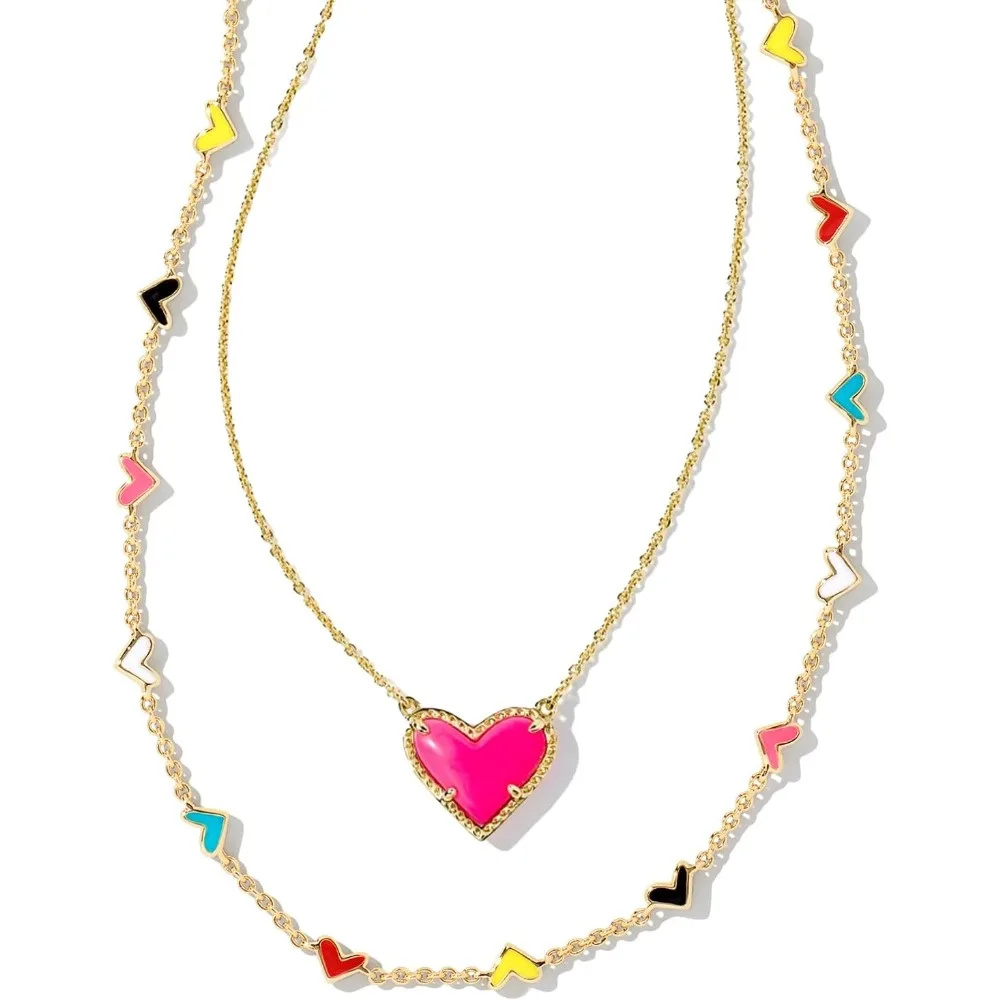 KS Fashion Jewelry Ari Neon Pink Pendant Necklace Multi-Heart Strand Chain Layering Set for Women Valentine's Day gifts
KS Fashion Jewelry Ari Neon Pink Pendant Necklace Multi-Heart Strand Chain Layering Set for Women Valentine's Day gifts