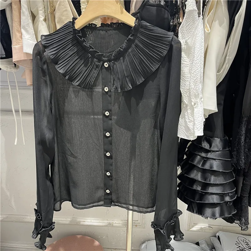 Sweet Lace Collar Long Sleeve Shirt Women's Loose Fit Summer New Style Fashionable Slimming Top Polyester Spandex Blend
Sweet Lace Collar Long Sleeve Shirt Women's Loose Fit Summer New Style Fashionable Slimming Top Polyester Spandex Blend