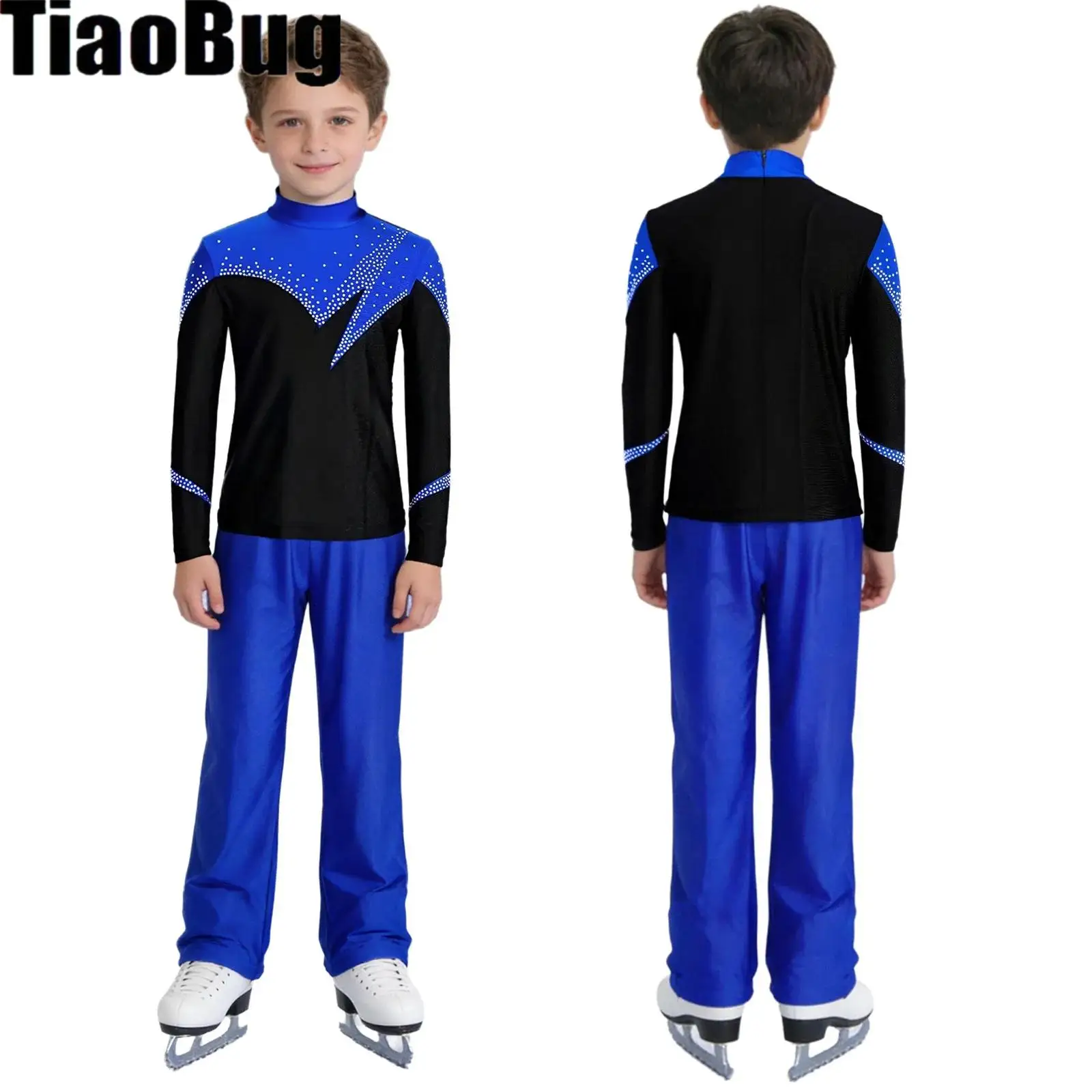 Kids Boys Figure Skating Ballet Outfit Color Block Shiny Rhinestones Top with Elastic Waistband Pants for Performance
Kids Boys Figure Skating Ballet Outfit Color Block Shiny Rhinestones Top with Elastic Waistband Pants for Performance