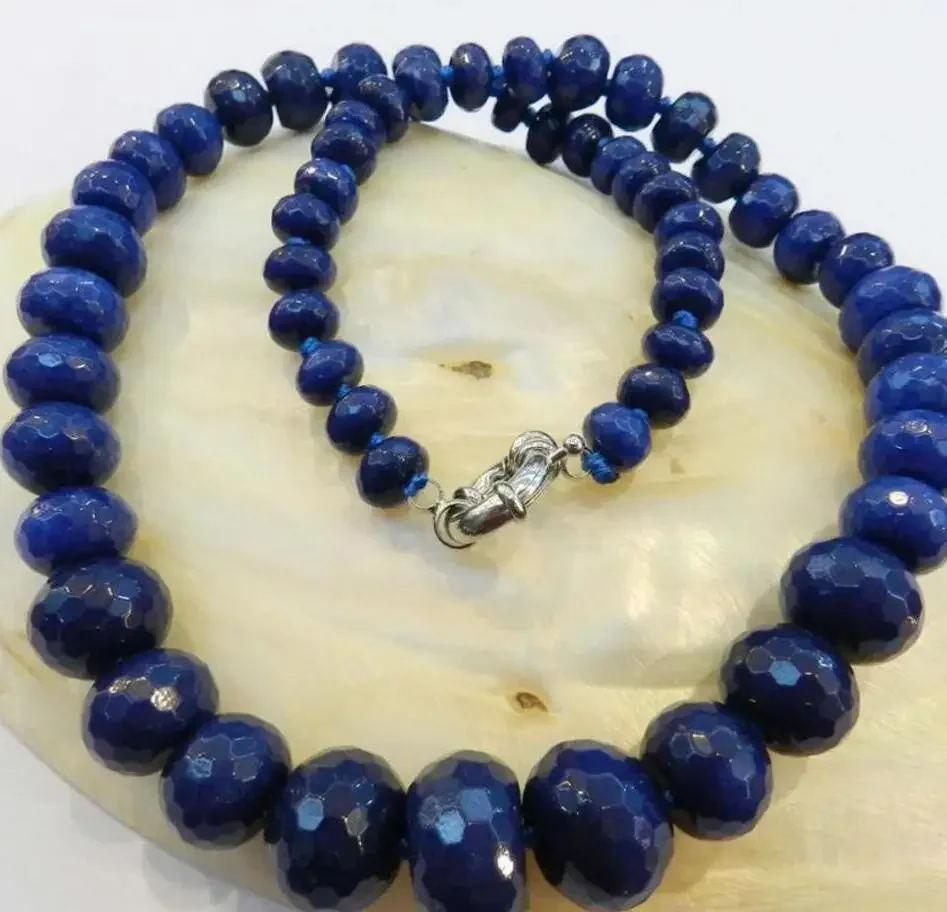 8-18mm Faceted Deep Blue Roundel Beads Necklace
8-18mm Faceted Deep Blue Roundel Beads Necklace