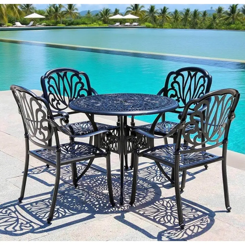 All-Weather 5-Piece Patio Dining Set with 4 Chairs, Round Table, and Umbrella Hole - Ideal for Garden, Deck, Balcony, Backyard i
All-Weather 5-Piece Patio Dining Set with 4 Chairs, Round Table, and Umbrella Hole - Ideal for Garden, Deck, Balcony, Backyard i