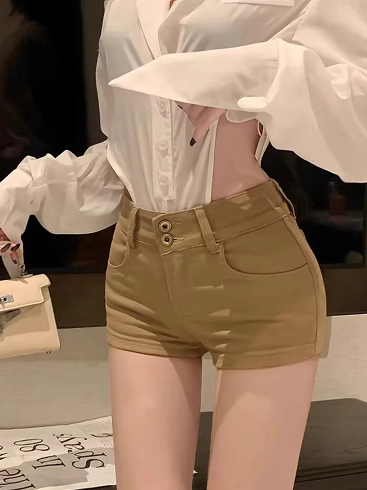 Khaki Denim Short Shorts Women's plus Size High Waist Slimming A-Line Wrap Body Heat Pants Casual Style High Waist Jeans
Khaki Denim Short Shorts Women's plus Size High Waist Slimming A-Line Wrap Body Heat Pants Casual Style High Waist Jeans