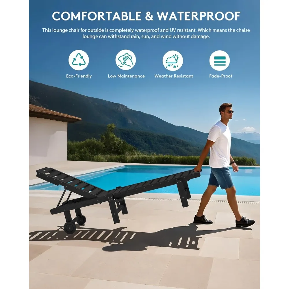 Patio Chaise Lounge Chair Set of 4, HDPE Outdoor Lounge Chair with Cup Holder, 5 Positions Adjustable Poly Lounger, Customized
Patio Chaise Lounge Chair Set of 4, HDPE Outdoor Lounge Chair with Cup Holder, 5 Positions Adjustable Poly Lounger, Customized