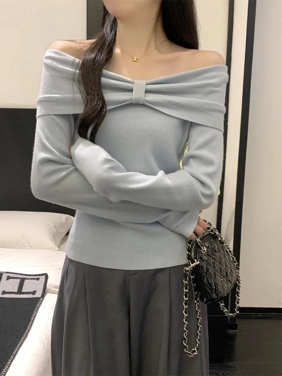 Women's Knitted Sweater Knot One Shoulder Long Sleeve Slim Fit Design Spring Autumn Fashion Trend Inner Wear Top
Women's Knitted Sweater Knot One Shoulder Long Sleeve Slim Fit Design Spring Autumn Fashion Trend Inner Wear Top