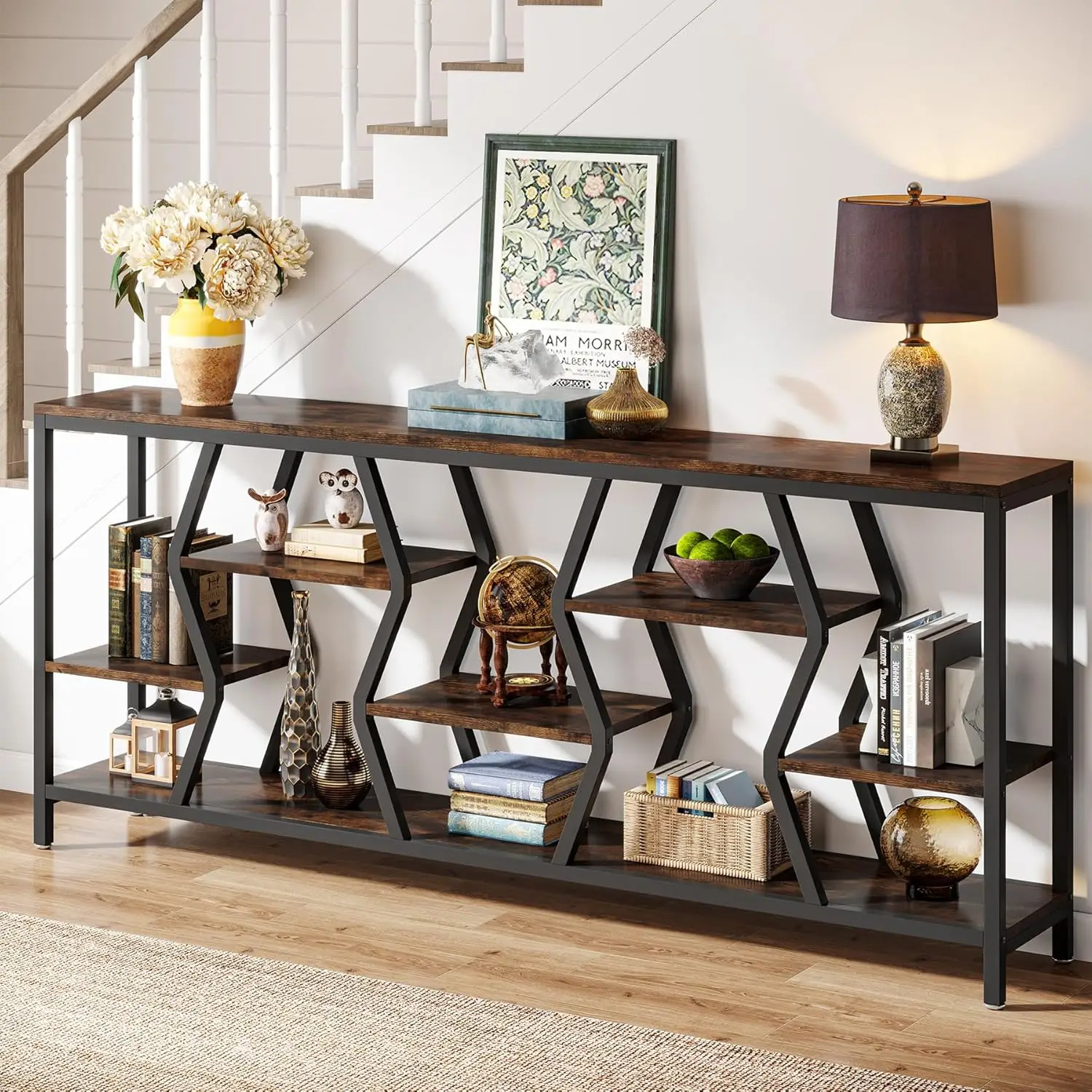 Sofa Console Table with 4 Tier Wood Storage Shelves,Narrow Entryway Accent Tables for Hallway, Living Room, Foyer
Sofa Console Table with 4 Tier Wood Storage Shelves,Narrow Entryway Accent Tables for Hallway, Living Room, Foyer