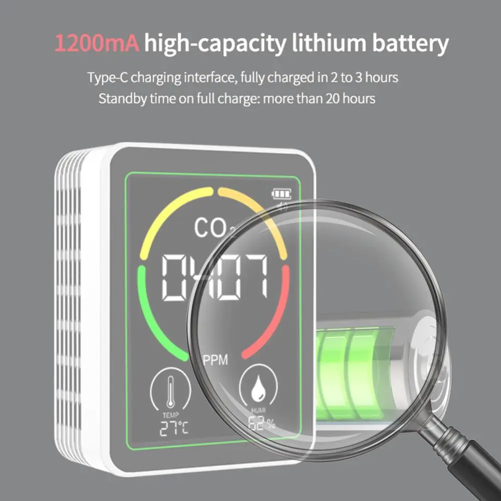 3 In 1 Air Quality Detector CO 2 Air Quality Tester Backlit Greenhouse Gas Monitor 2.8in LCD Screen for Agricultural Production
3 In 1 Air Quality Detector CO 2 Air Quality Tester Backlit Greenhouse Gas Monitor 2.8in LCD Screen for Agricultural Production