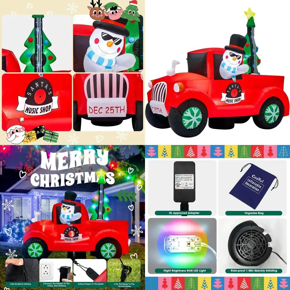 6ft Christmas Pickup Truck with Tree Inflatable, Outdoor Lawn Christmas Decoration, Lighted Indoor Xmas Blow Up
6ft Christmas Pickup Truck with Tree Inflatable, Outdoor Lawn Christmas Decoration, Lighted Indoor Xmas Blow Up